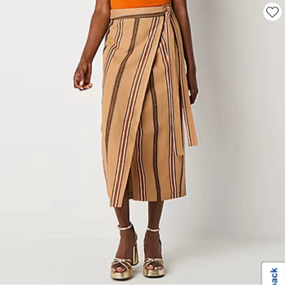 Striped Tan Wrap Skirt